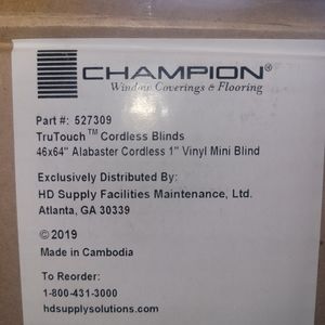 Champion cordless white blind